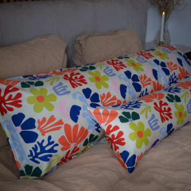 Sloop voor lichaamskussen, ecru met bloemen - Coral Bloom image 0