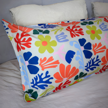 Sloop voor lichaamskussen, ecru met bloemen - Coral Bloom image 1